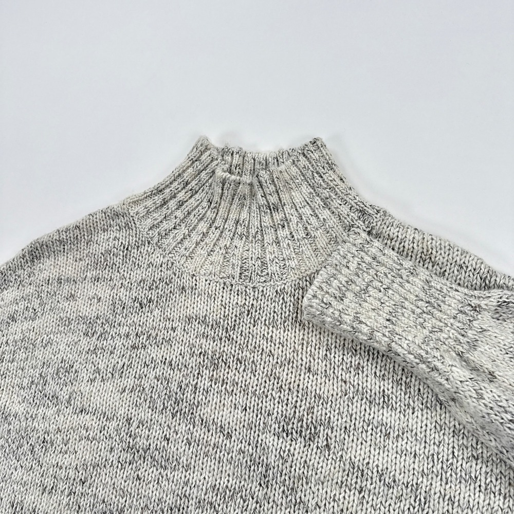 Pure Jill Womens Sweater S Petite Grey Marled Mock Neck Knit Minimalist Cozy